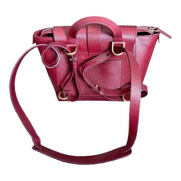 Senreve Mini Maestra Bag Chianti Leather Tote Backpack Crossbody Satchel Red - Picture 6 of 16